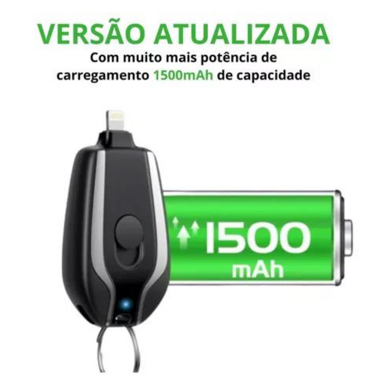 Chaveiro Carregador de Emergência Portátil Conexão Tipo C