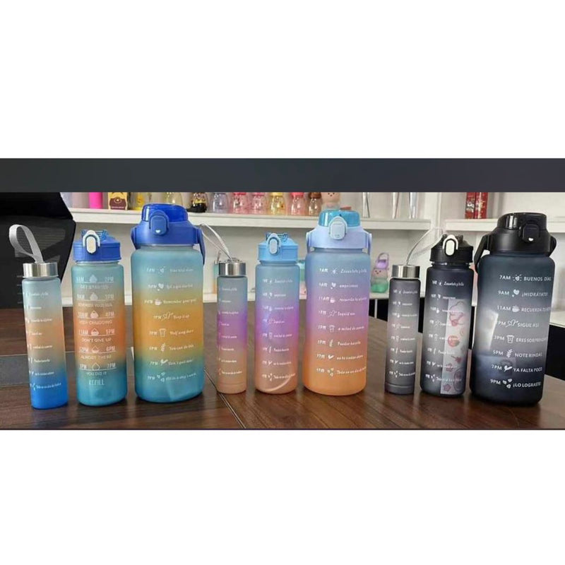 Kit 3 Garrafas motivacional  Galão 300ml, 900ml e 2L - tiktok - SORTIDOS