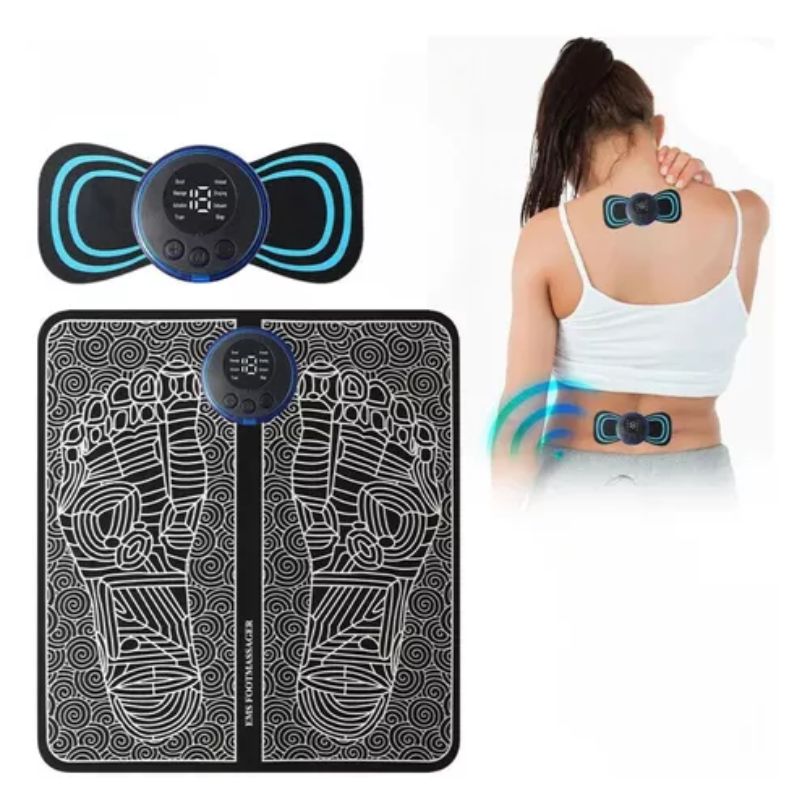 Kit Tapete e Mini Massageador Elétrico Dor nos Pés e Musculares